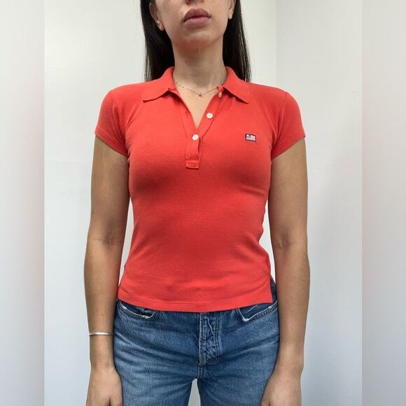Y2K Polo Ralph Lauren Red Preppy Short Sleeve Polo Shirt Collared Cotton Size S - Picture 3 of 11